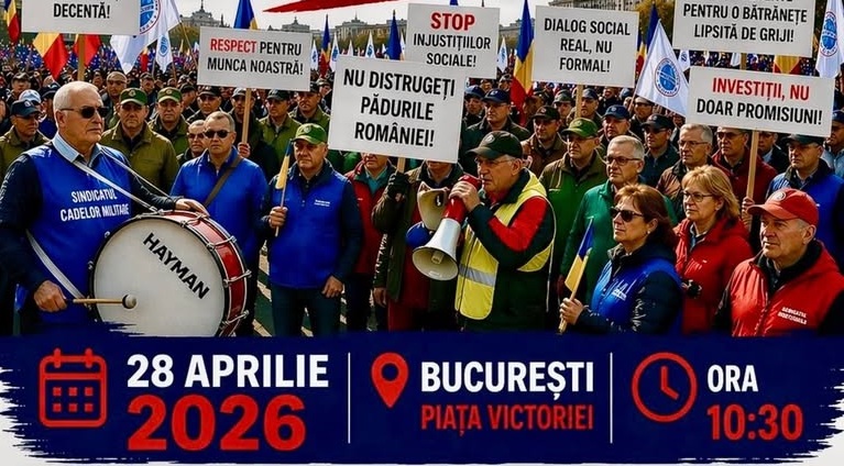 Protest masiv în Piața Victoriei: Mii de sindicaliști și pensionari cer oprirea măsurilor de austeritate